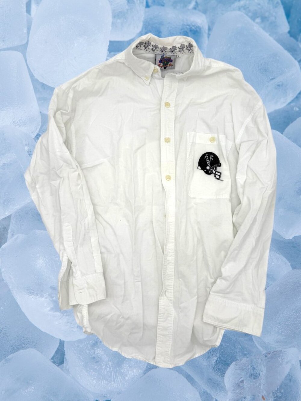 Vintage NFL Pro Line Atlanta Falcons Shirt Men M White Button Up Long Sleeve